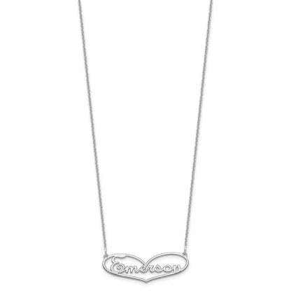 14K White Gold Small Heart And Name Necklace