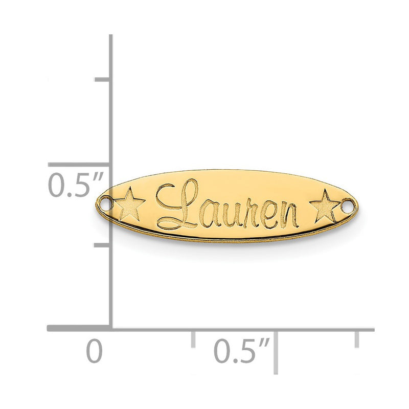 14K Yellow Gold Small Oval With Stars Name Plate