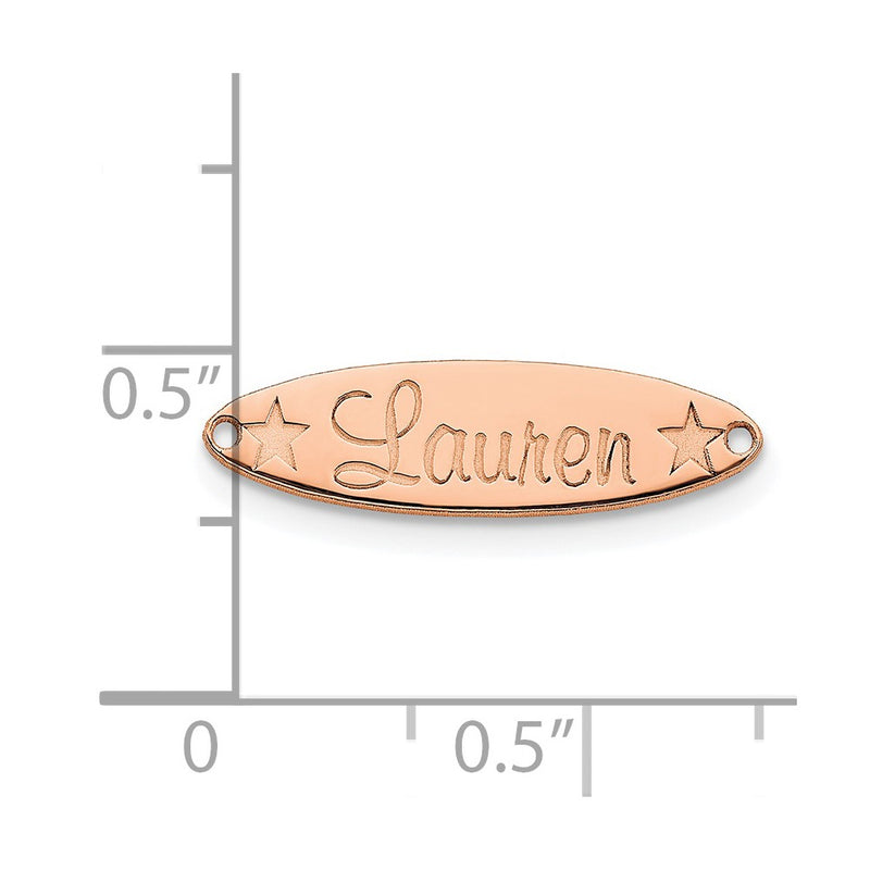 14K Rose Gold Small Oval With Stars Name Plate