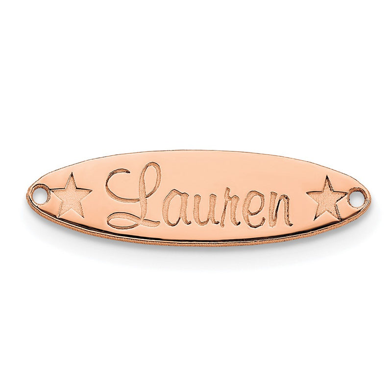 14K Rose Gold Small Oval With Stars Name Plate