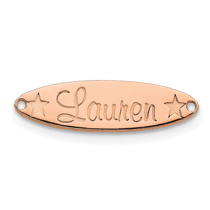 Rose Plated Sterling Silver/Rose Small Oval With Stars Name Plate