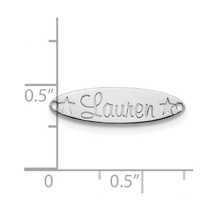 Sterling Silver Silver/Rhodium Plated Small Oval With Stars Name Plate