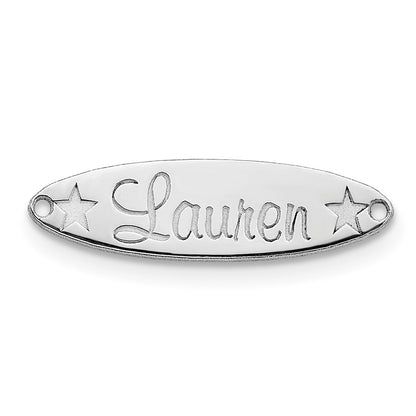 Sterling Silver Silver/Rhodium Plated Small Oval With Stars Name Plate