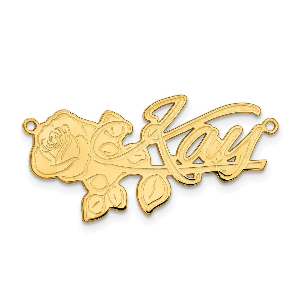 14K Yellow Gold Rose Name Plate