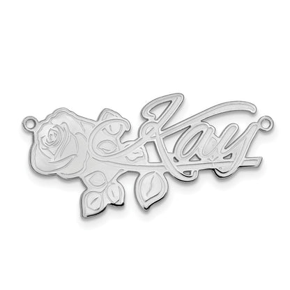 Sterling Silver Silver/Rhodium Plated Rose Name Plate