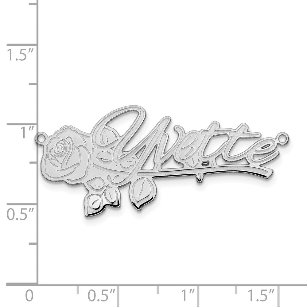 Sterling Silver Silver/Rhodium Plated Rose Name Plate
