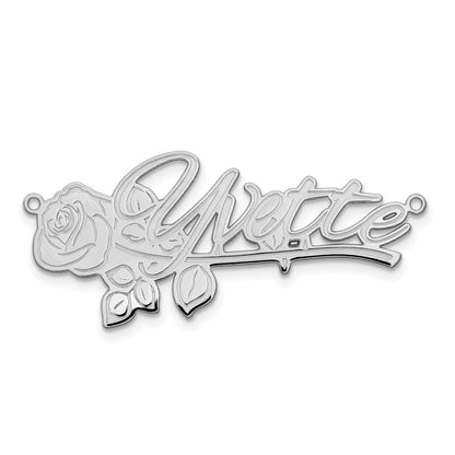 Sterling Silver Silver/Rhodium Plated Rose Name Plate