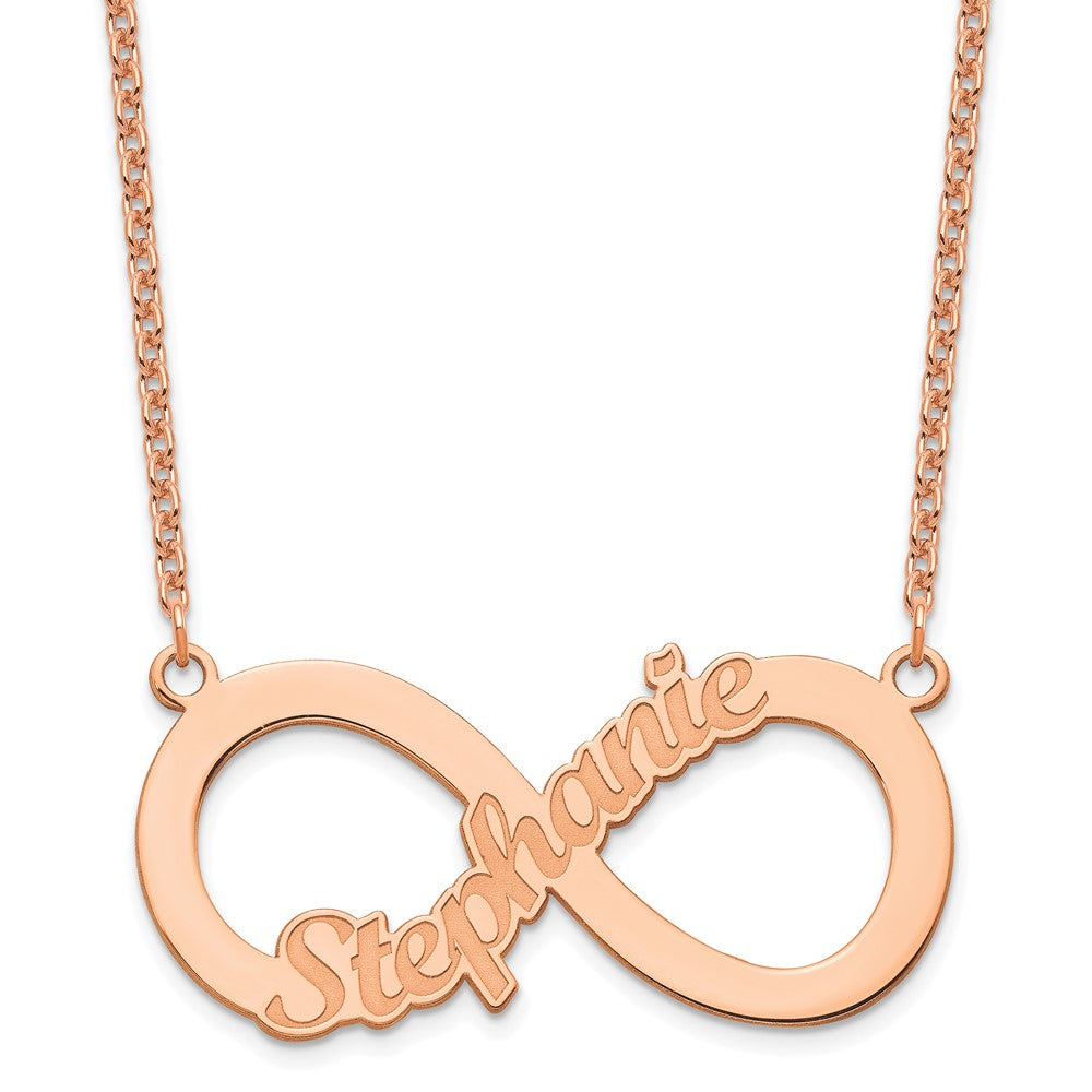 Rose Plated Sterling Silver/Rose 1 Name Infinity Necklace