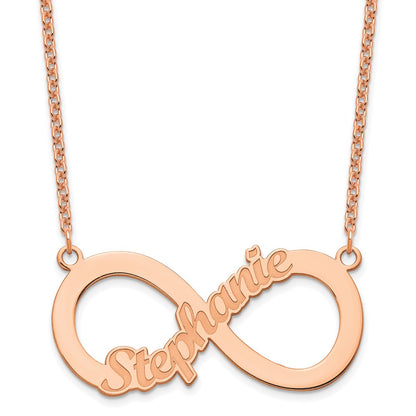 Rose Plated Sterling Silver/Rose 1 Name Infinity Necklace