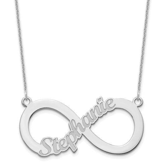 14K White Gold 1 Name Infinity Necklace