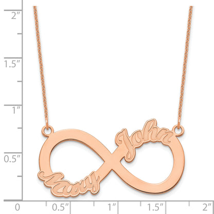 14K Rose Gold 2 Name Infinity Necklace