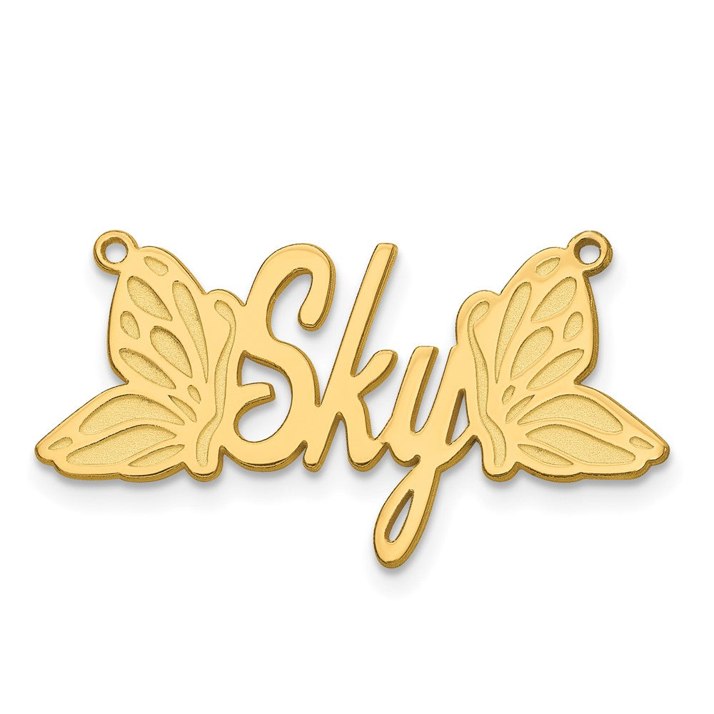 14K Yellow Gold Butterfly Name Plate
