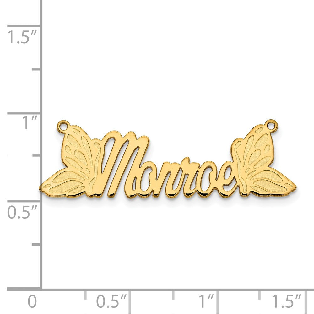 14K Yellow Gold Butterfly Name Plate