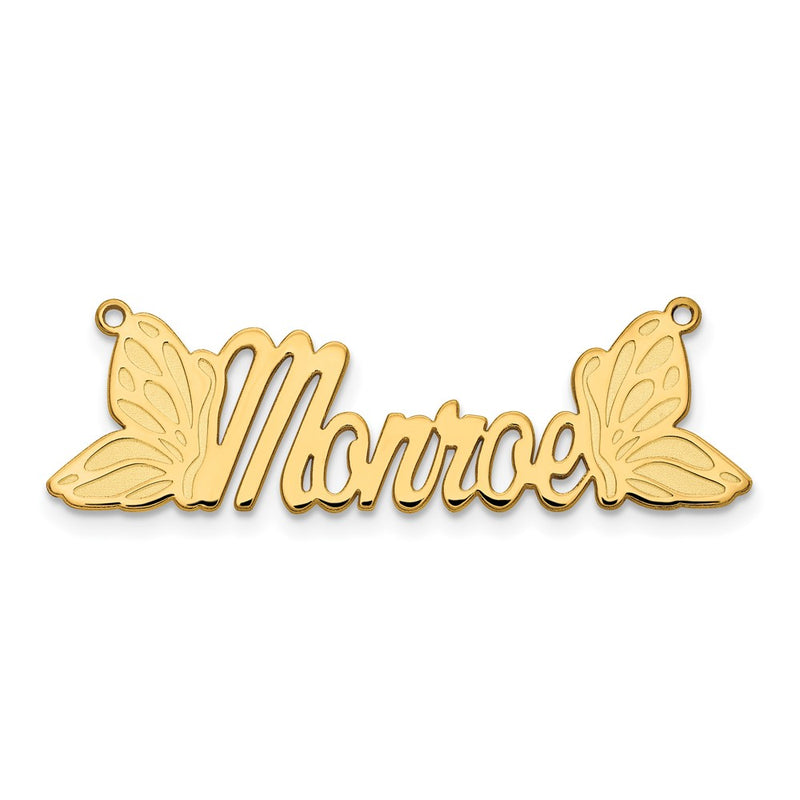 Gold Plated Sterling Silver/Gold Butterfly Name Plate