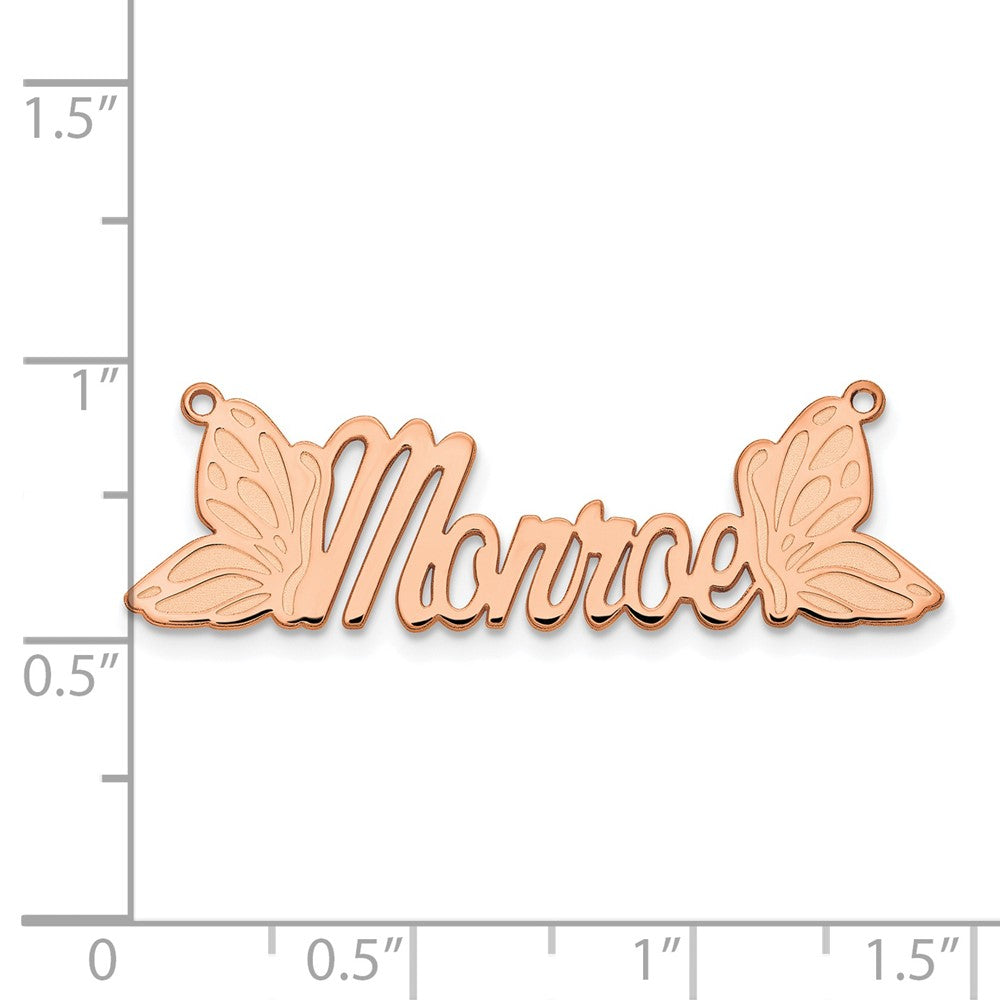 Rose Plated Sterling Silver /Rose Butterfly Name Plate