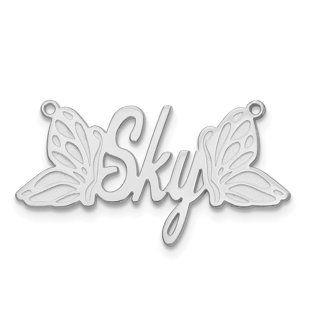 Sterling Silver Silver/Rhodium Plated Butterfly Name Plate