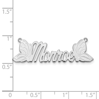 Sterling Silver Silver/Rhodium Plated Butterfly Name Plate