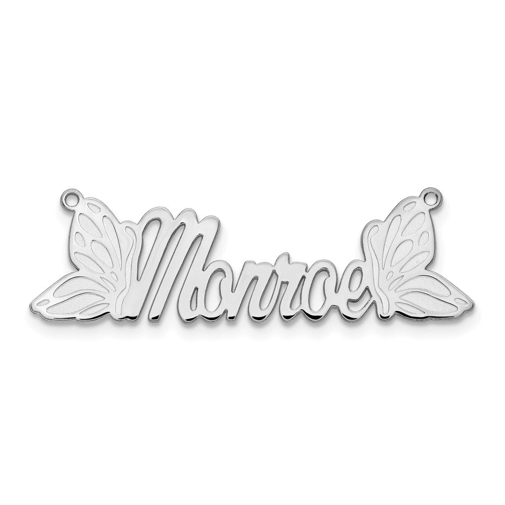 Sterling Silver Silver/Rhodium Plated Butterfly Name Plate