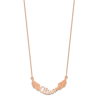 14K Rose Gold Angel Wings With Name Necklace