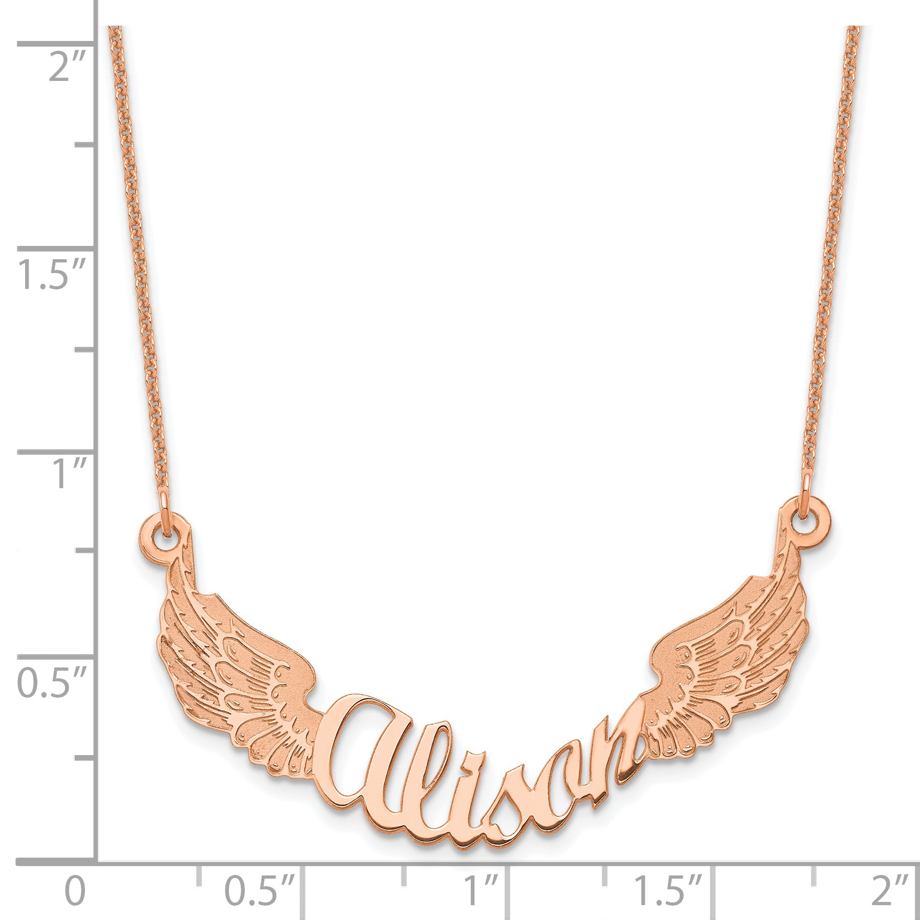 14K Rose Gold Angel Wings With Name Necklace