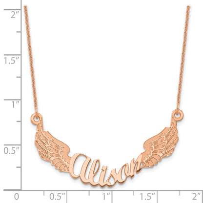 14K Rose Gold Angel Wings With Name Necklace