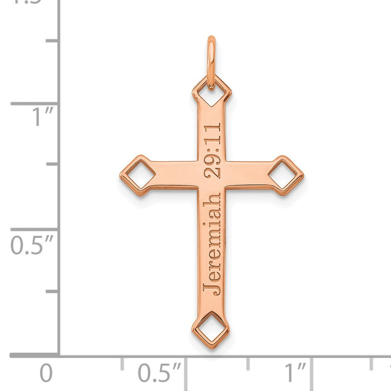Rose Plated Sterling Silver/Rose Personalized Cross Charm
