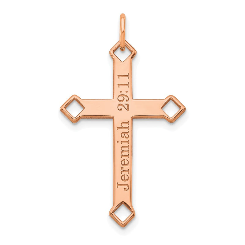 Rose Plated Sterling Silver/Rose Personalized Cross Charm