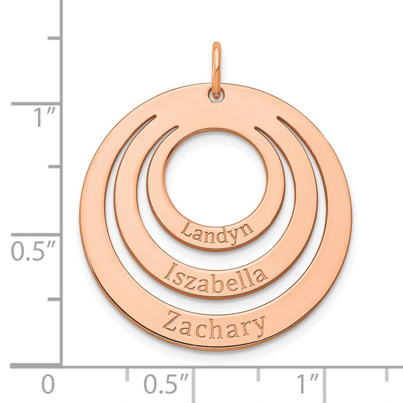 Rose Plated Sterling Silver/Rose 3 Name Circle Charm