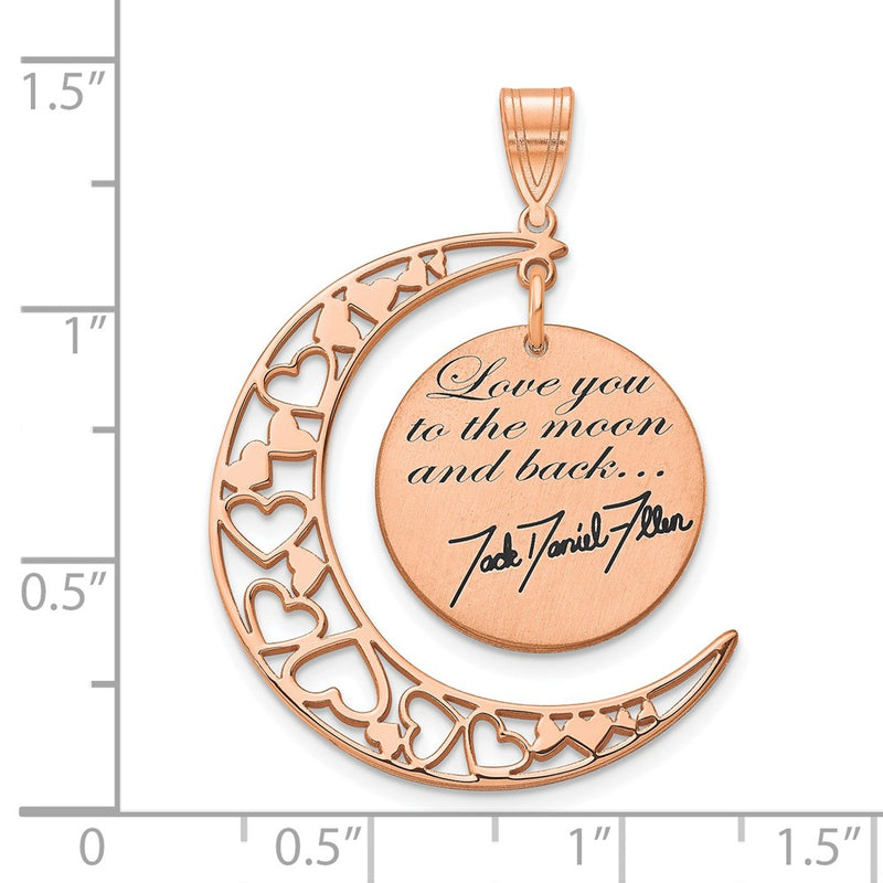 14K Rose Gold Love You To The Moon Signature Pendant