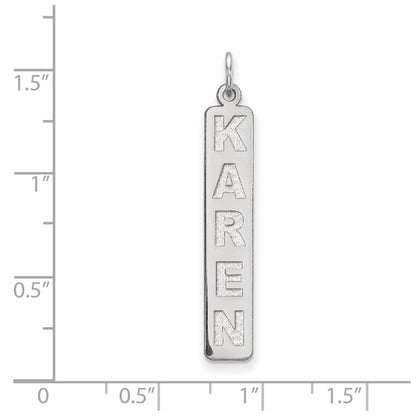 14k White Gold 14k White Gold Large  Arial Black New Font Bar Charm