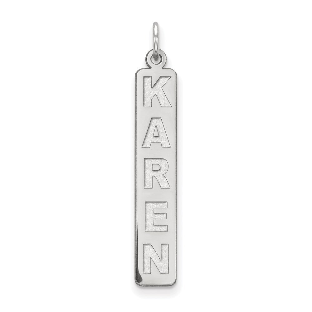 Sterling Silver Rhodium Plated Large Arial Black New Font Bar Charm