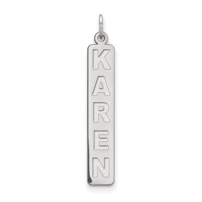 Sterling Silver Rhodium Plated Large Arial Black New Font Bar Charm