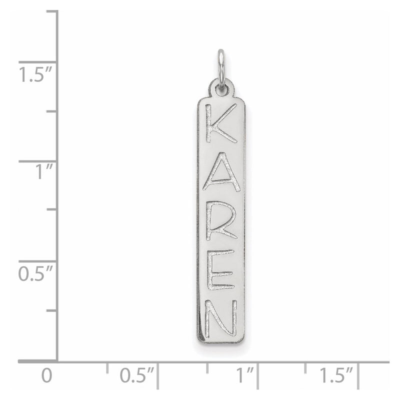 Sterling Silver Silver/Rhodium Plated Large Garfield Font Bar Charm