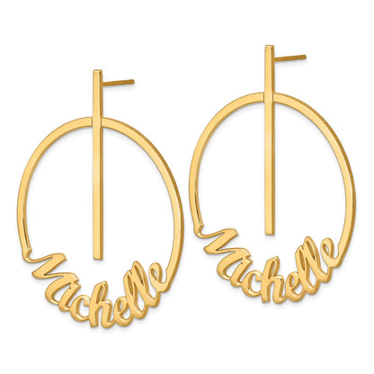 Gold Plated Sterling Silver/Gold Circle Large Name Post Earrings