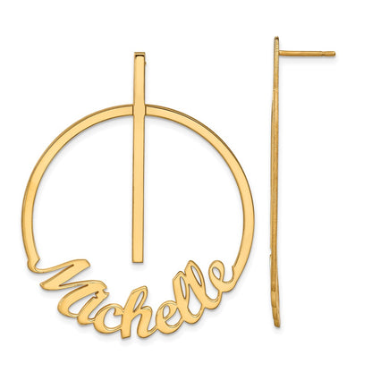 Gold Plated Sterling Silver/Gold Circle Large Name Post Earrings