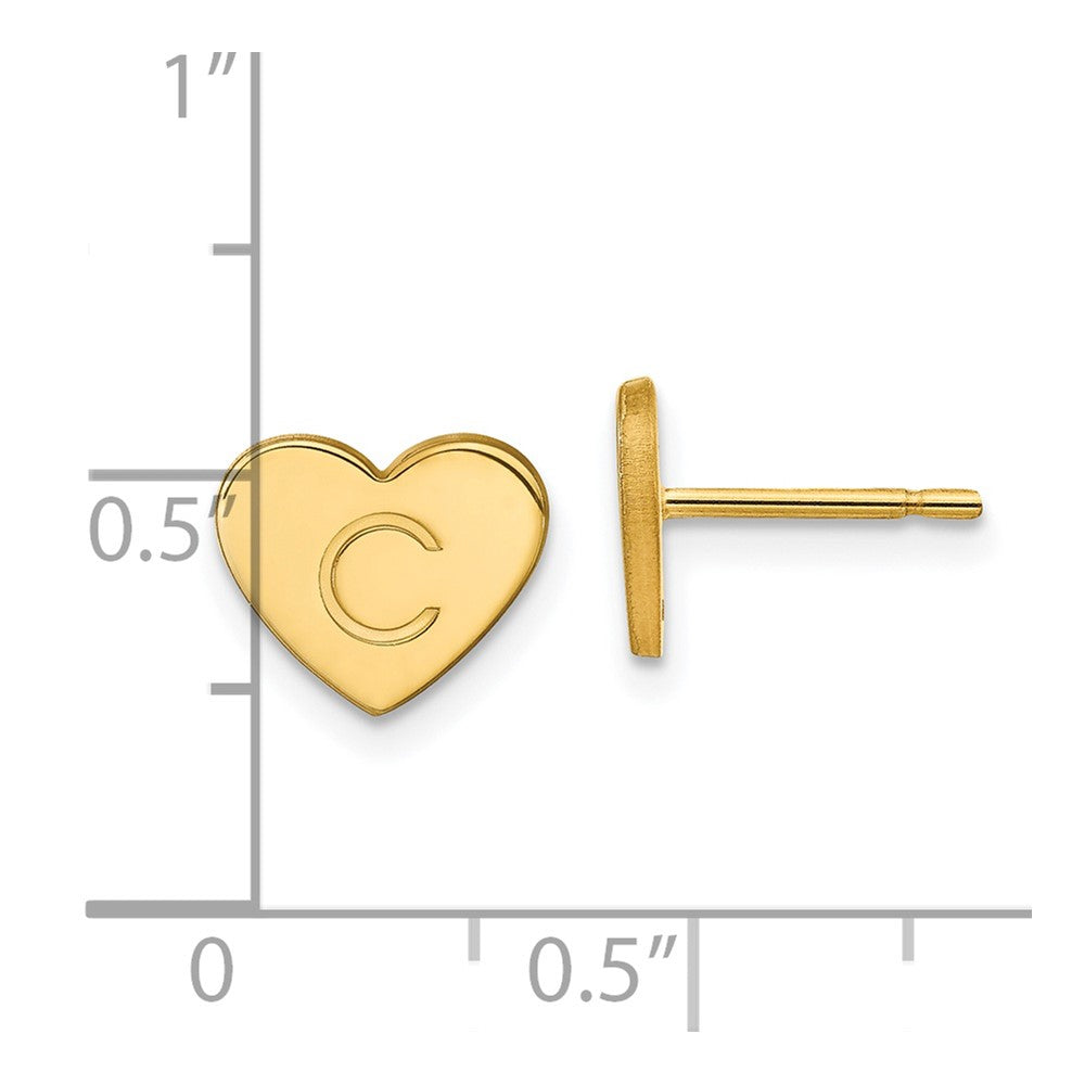 Gold Plated Sterling Silver/Gold Initial Heart Post Earrings