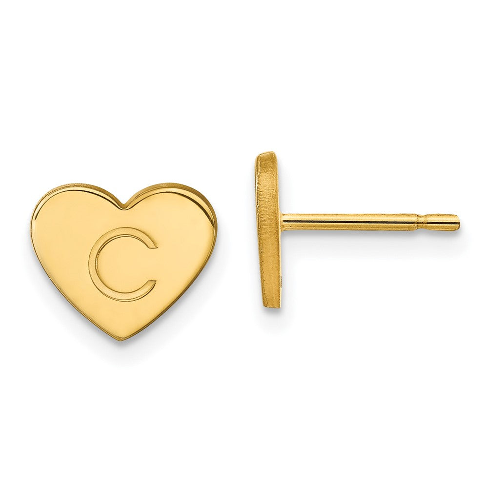 Gold Plated Sterling Silver/Gold Initial Heart Post Earrings