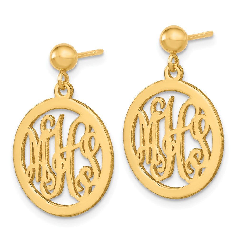 Gold Plated Sterling Silver/Gold Monogram Dangle Earrings
