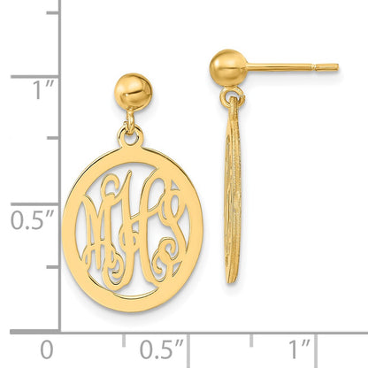 Gold Plated Sterling Silver/Gold Monogram Dangle Earrings