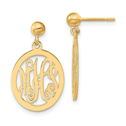 Gold Plated Sterling Silver/Gold Monogram Dangle Earrings