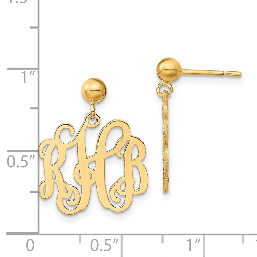 14K Yellow Gold Monogram Dangle Earrings