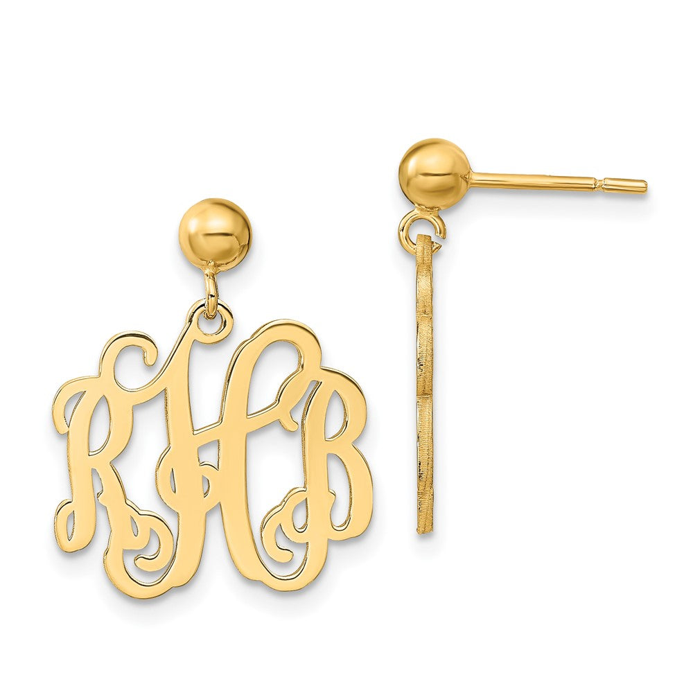 Gold Plated Sterling Silver/Gold Monogram Dangle Earrings