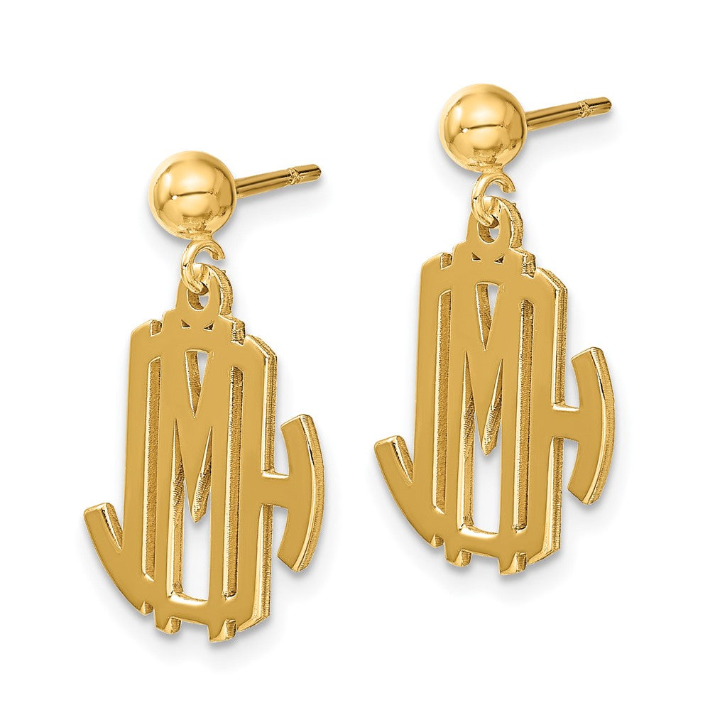 Gold Plated Sterling Silver/Gold Monogram Dangle Earrings