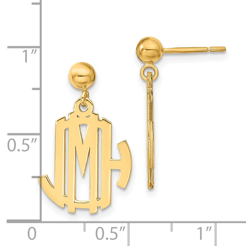Gold Plated Sterling Silver/Gold Monogram Dangle Earrings
