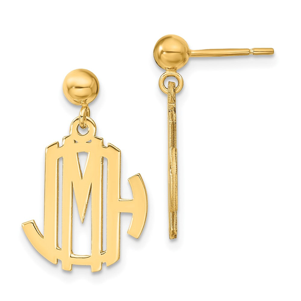 Gold Plated Sterling Silver/Gold Monogram Dangle Earrings