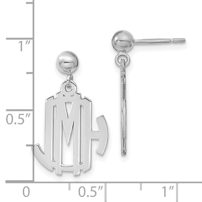 14K White Gold Monogram Dangle Earrings