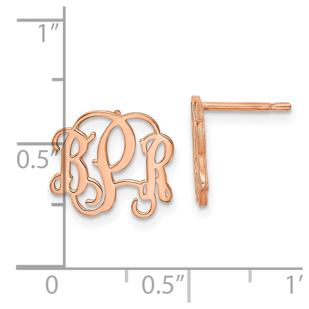 Rose Plated Sterling Silver/Rose Monogram Post Earrings
