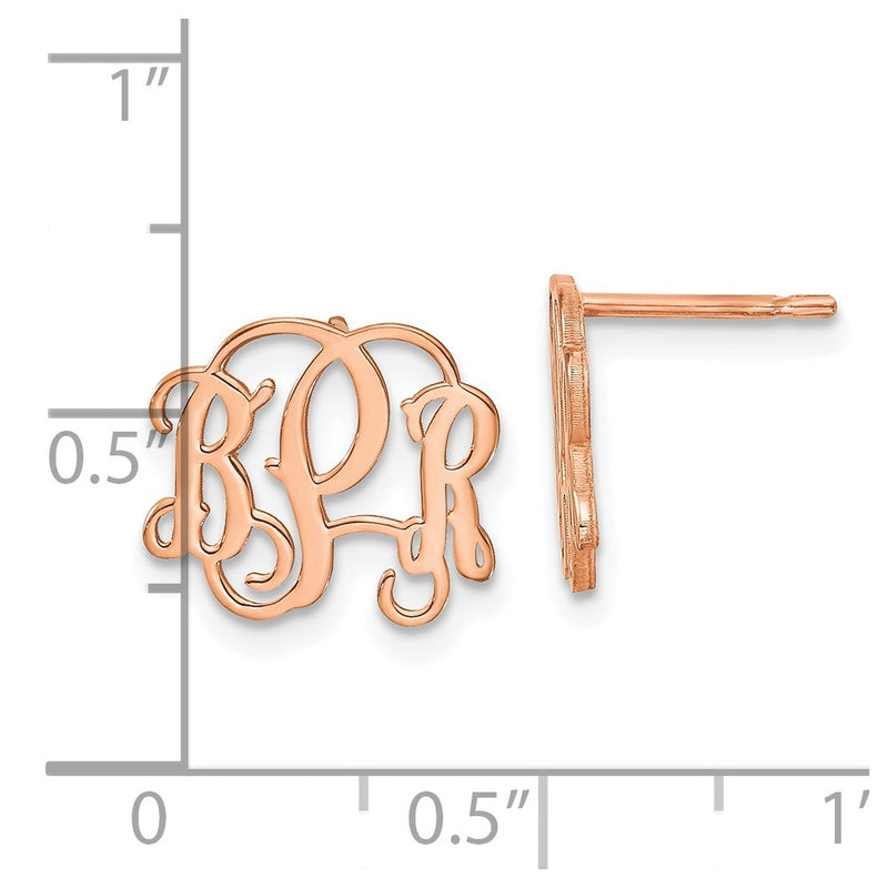 Rose Plated Sterling Silver/Rose Monogram Post Earrings