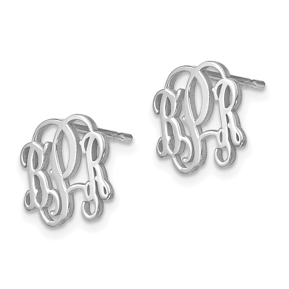 14K White Gold Monogram Post Earrings