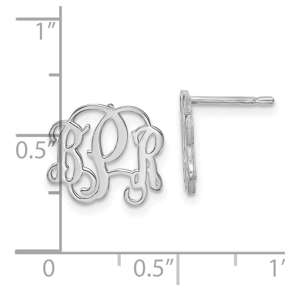 Sterling Silver Silver/Rhodium Plated Monogram Post Earrings
